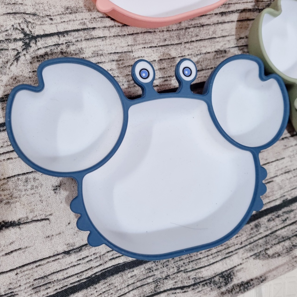 Khay ăn dặm silicon chống đổ hình cua dễ thương cho bé