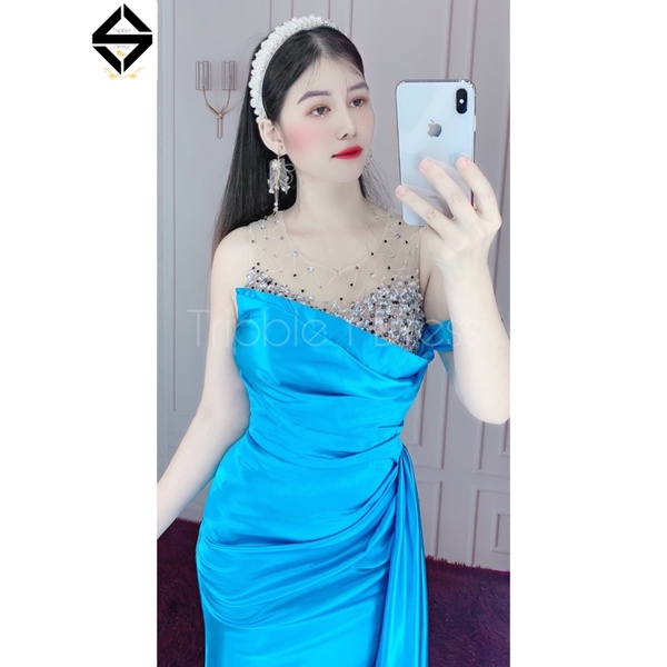 Đầm maxi body dạ hội kim sa rớt vai cao cấp TRIPBLE T DRESS - size M/L - MS142Y