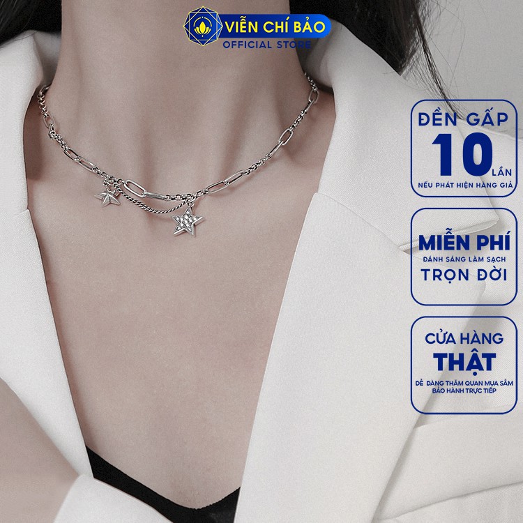 Dây chuyền bạc nữ Choker ngôi sao chất liệu bạc thái 925 thời trang phụ kiện trang sức nữ Viễn Chí Bảo D000073