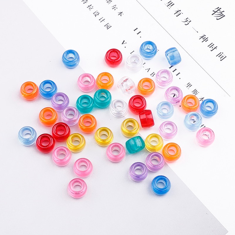 Set 100 hạt nhựa acrylic trang trí tóc mới 6x9mm