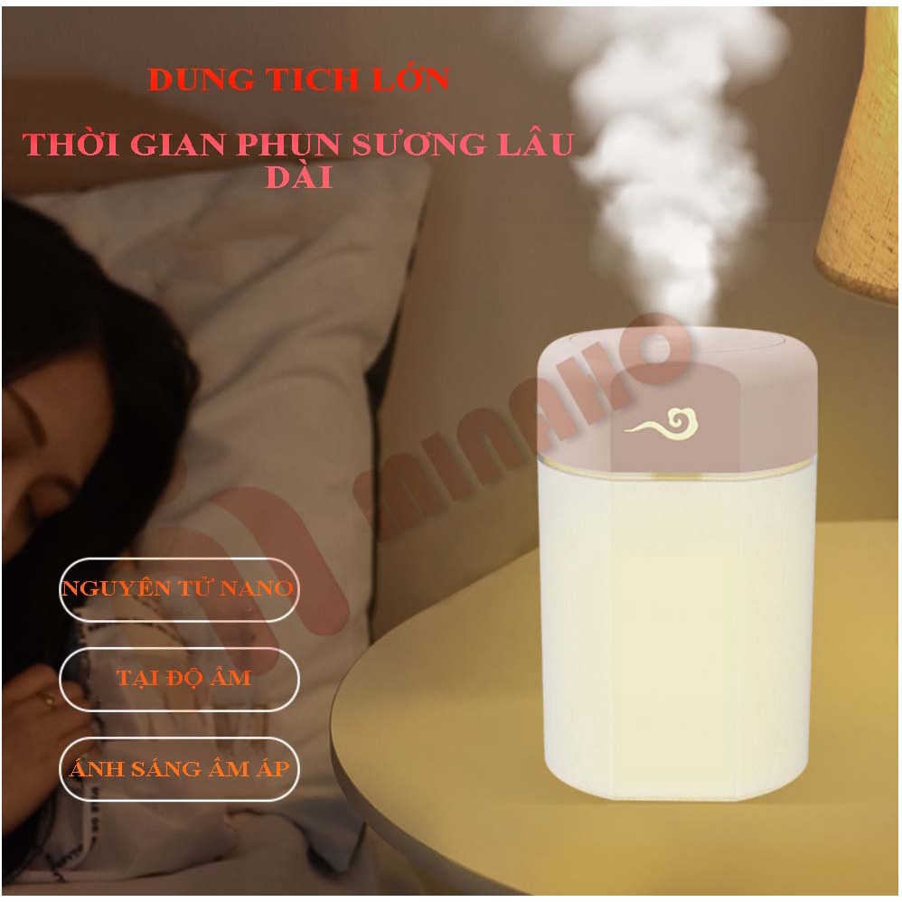 Máy Xông Tinh Dầu Mini - Máy Phun Sương, Khuếch Tán Tinh Dầu Kiêm Đèn Ngủ 300ml