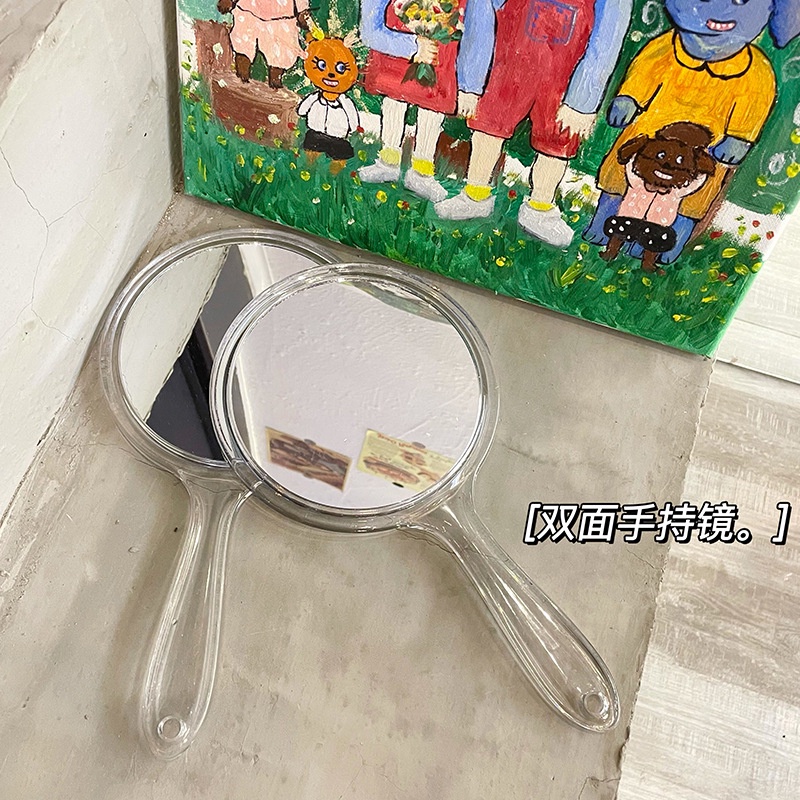 Gương Cầm Tay Hai Mặt Trong Suốt Kiểu Dáng Đơn Giản Tiện Dụng