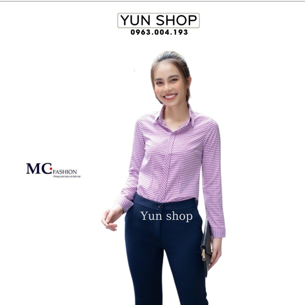Áo Sơ Mi Nữ- Áo Sơ Mi Dài Tay Họa Tiết Kẻ Karo Nhỏ A656