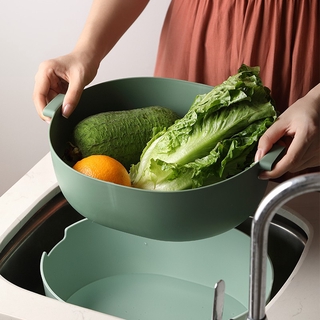 Thickened Double-layer Drain Basket Household Plastic Fruit And Vegetable Washing Basin