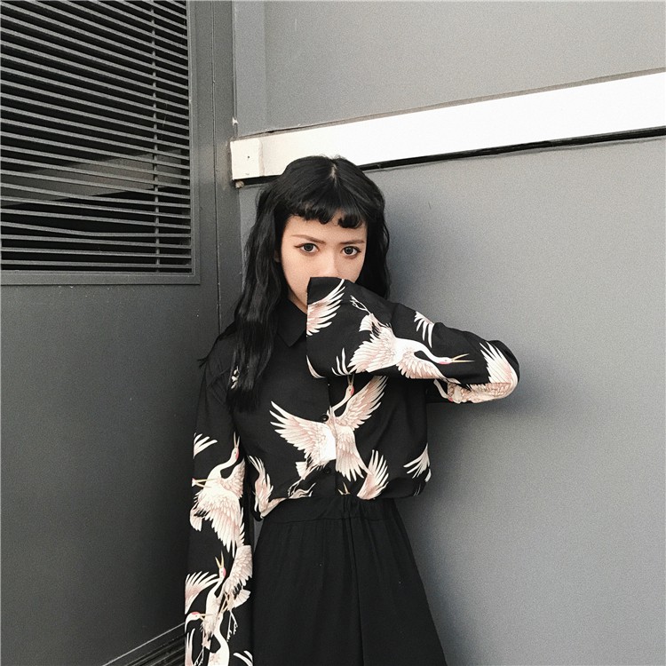 Áo sơ mi hạc trắng nữ - Sơ mi hạc