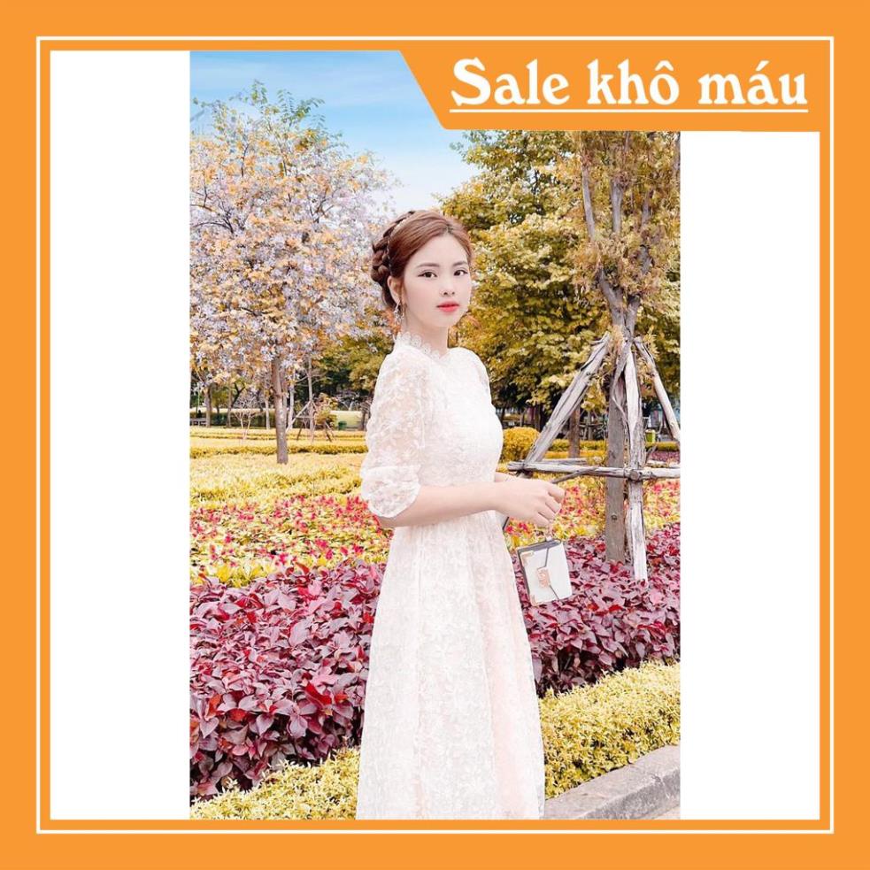 Đầm Thiết Kế Dự Tiệc Ren Dáng Xòe Tay Lỡ Cổ Tròn Tiểu Thư V1836 Cao Cấp | 100% Hàng Nhập Khẩu | NMC SHOP12