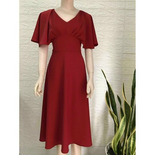 Đầm Xếp Ly Dáng Dài Đỏ Đô