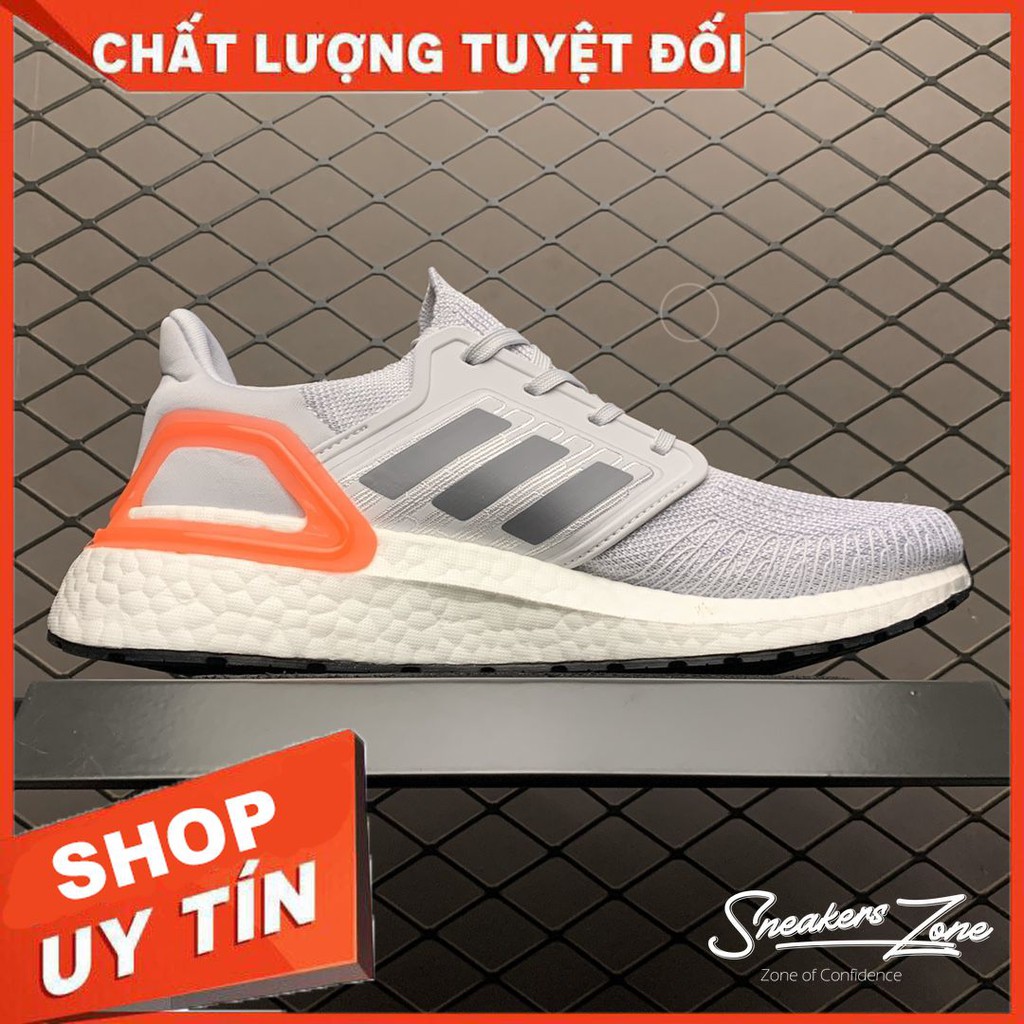 (FREE SHIP + HỘP + QUÀ) Giày thể thao ULTRA BOOST 2020 grey red Xám gót đỏ đế trắng Ultra boost 6.0 | BigBuy360 - bigbuy360.vn