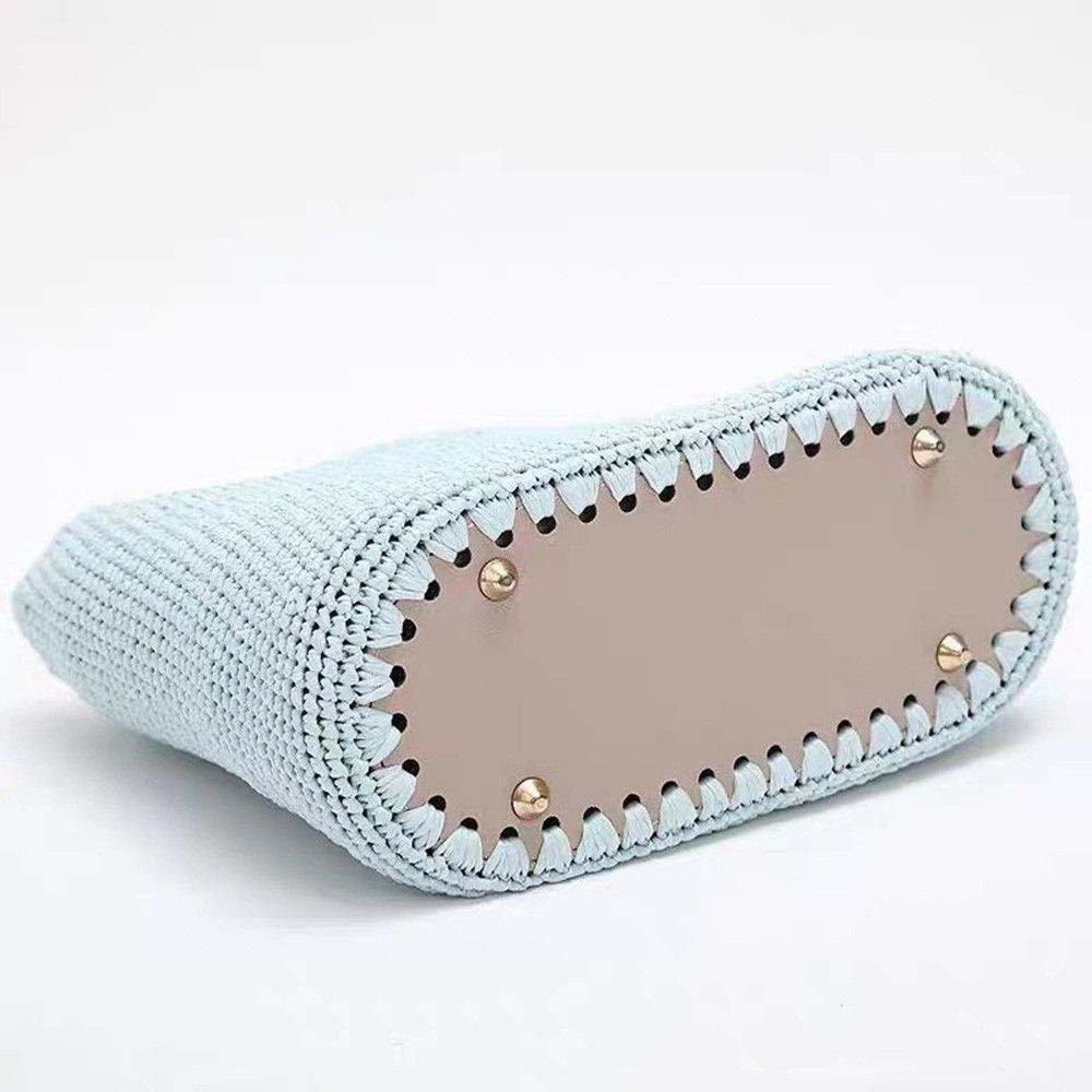 Túi Xách Da PU Đáy Dài Hình Oval 52 Lỗ Đan Móc Thủ Công DIY