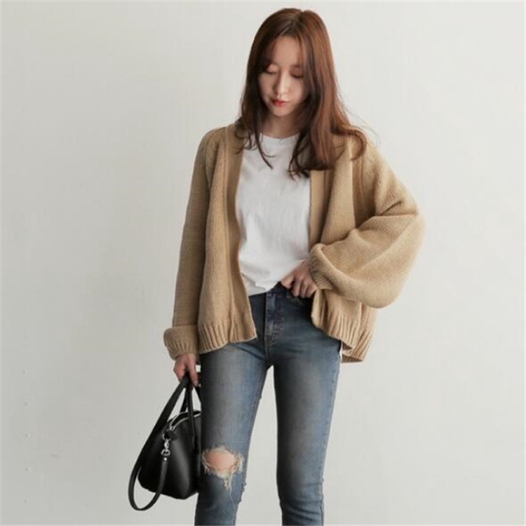 Áo khoác Cardigan dệt kim màu trơn dáng rộng thời trang dành cho nữ | WebRaoVat - webraovat.net.vn