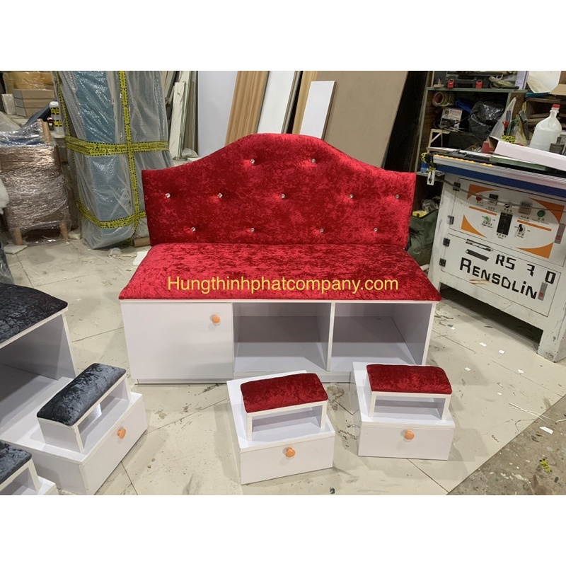 Băng Ghế Nail bằng gỗ bọc nệm dài 1,2m