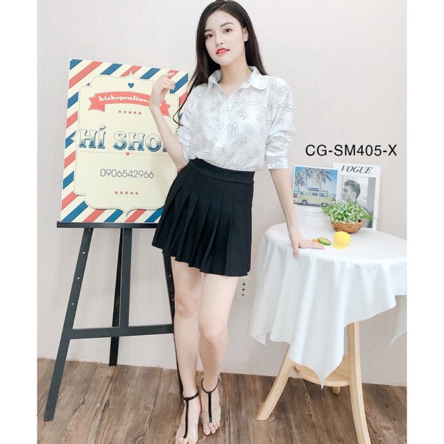 Áo sơ mi hoạ tiết chữ MH