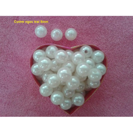 100gam Hạt bẹt, hạt cườm ngọc size 4-6-8-10-12-14mm có lỗ xỏ