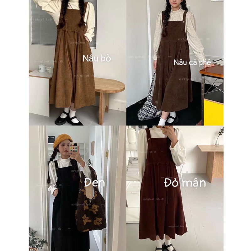 Váy Yếm Nhung Dáng Dài Rút Eo Hàng Quảng Châu M424-Vin_store168