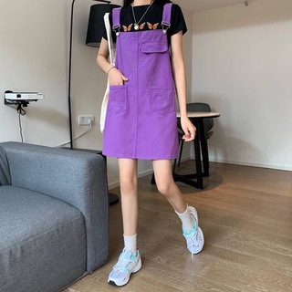 Đầm yếm denim dáng rộng thời trang mùa hè mới 2021 dễ phối đồ cho nữ