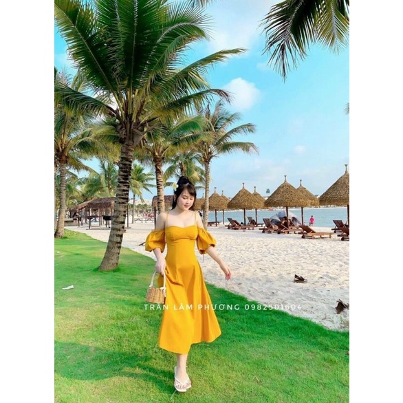 Đầm tiểu thư trễ vai xinh yêu