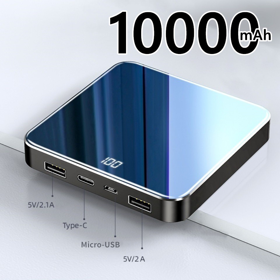 Pin Sạc Dự Phòng 10.000 mAh Chuẩn Mini Siêu Đẹp Sạc An Toàn - Tự ngắt pin khi sạc đầy (Qùa tặng 2 combo Trị giá 50K)