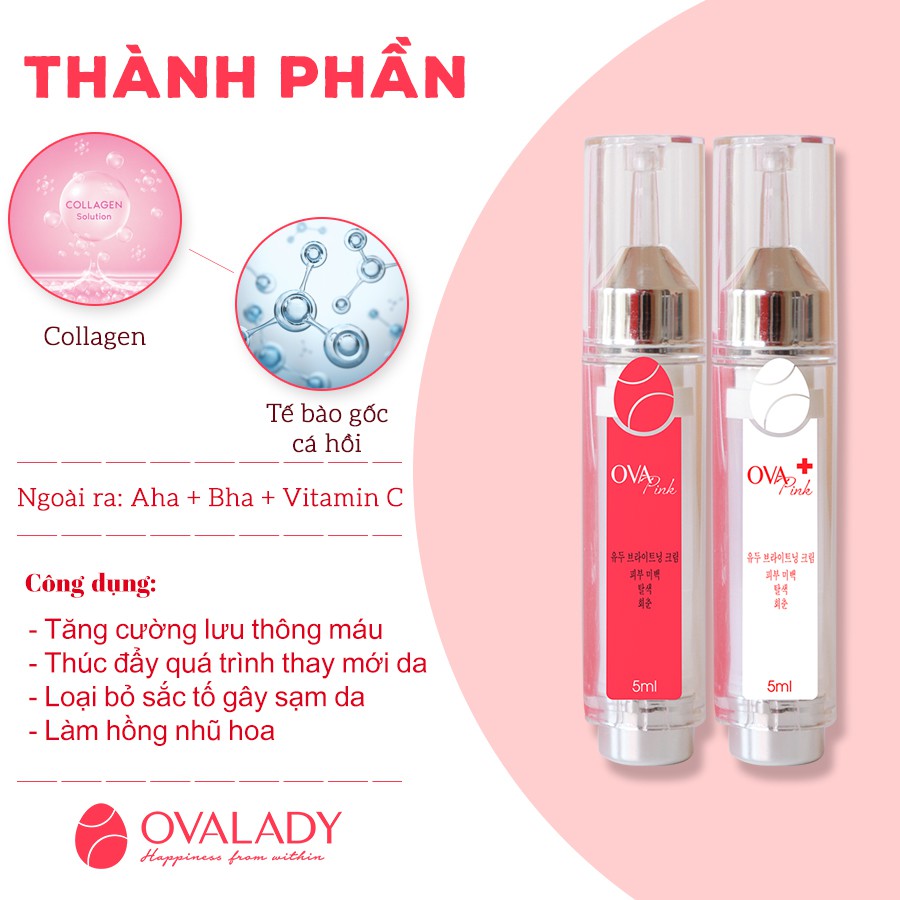 Kem làm hồng nhũ hoa OvaPink, ủ dưỡng, làm hồng ti, an toàn và hiệu quả trong 7 ngày, dung tích 10ml | BigBuy360 - bigbuy360.vn
