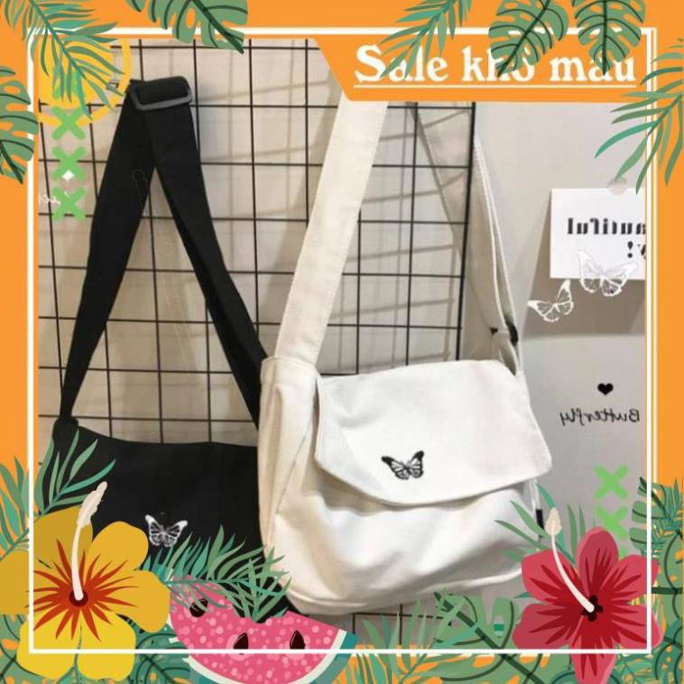 Túi tote canvas đeo chéo giá rẻ trơn vải mềm đi học vừa khổ A4 Thoitranghazin HG23