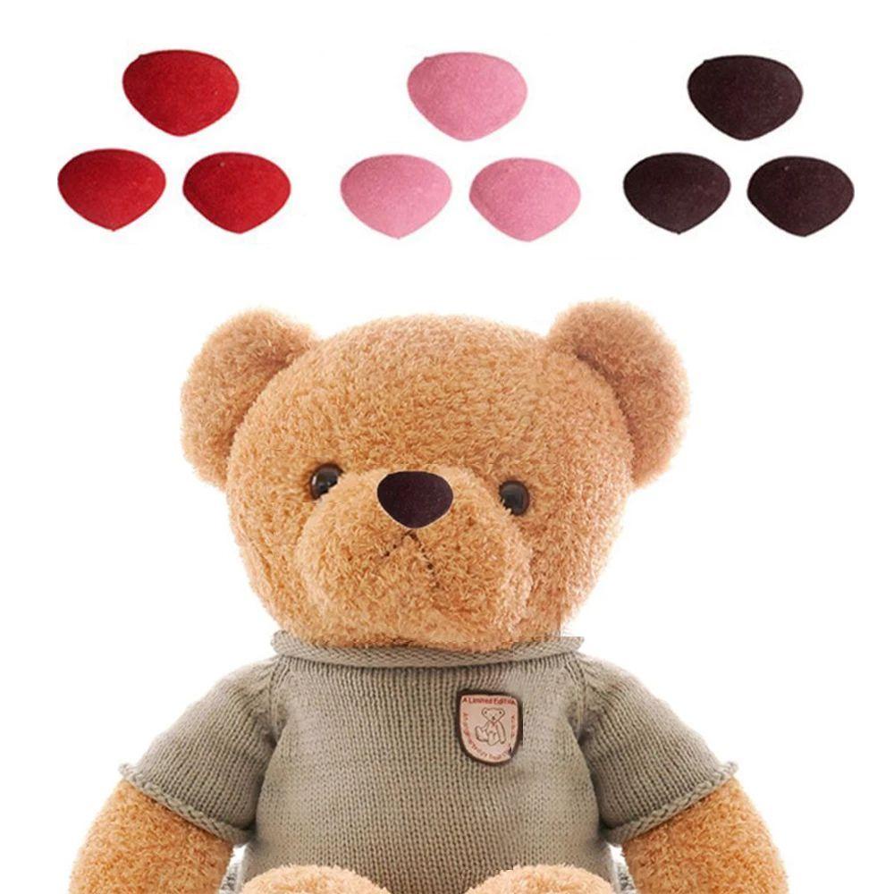 Set 3 Nút Mũi Tam Giác Hình Gấu Bông Màu Hồng / Đen / Nâu DIY