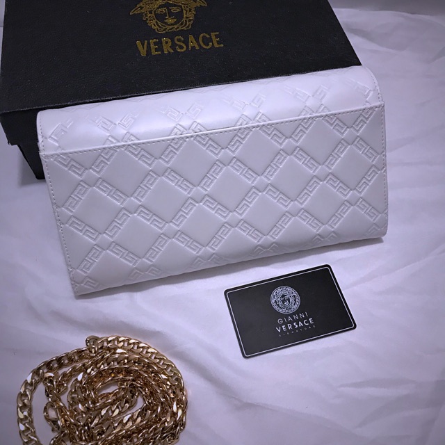 Túi cầm tay nữ clutch  khoá vàng da thật dập vân logo hàng cao cấp fullbox có hộp