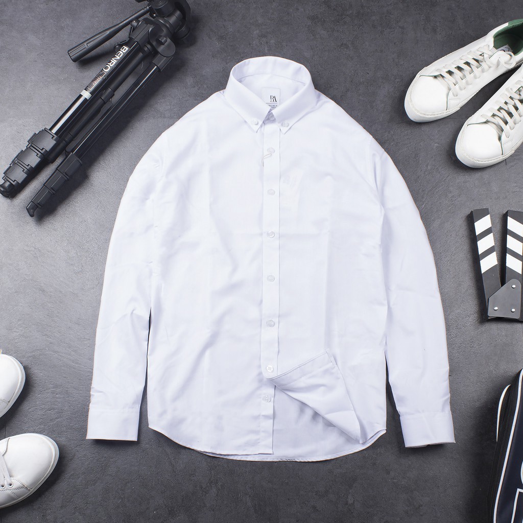 Áo sơ mi nam công sở VNXK vải 100% cotton chống nhăn , So mi dài tay cổ bẻ trắng đen nhiều màu Jan store | BigBuy360 - bigbuy360.vn