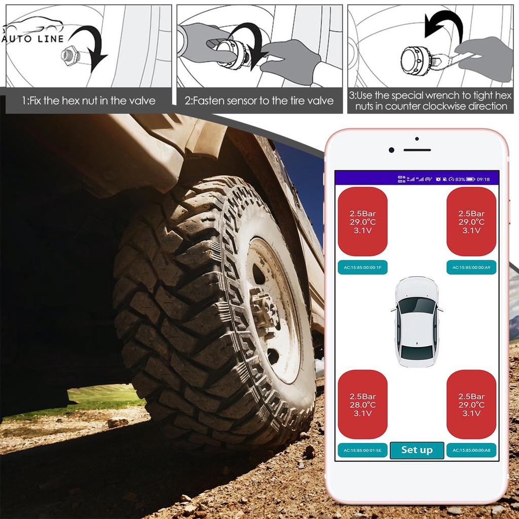 Hệ Thống Giám Sát Áp Suất Lốp Xe Không Dây Bluetooth SHOPCYC4901
