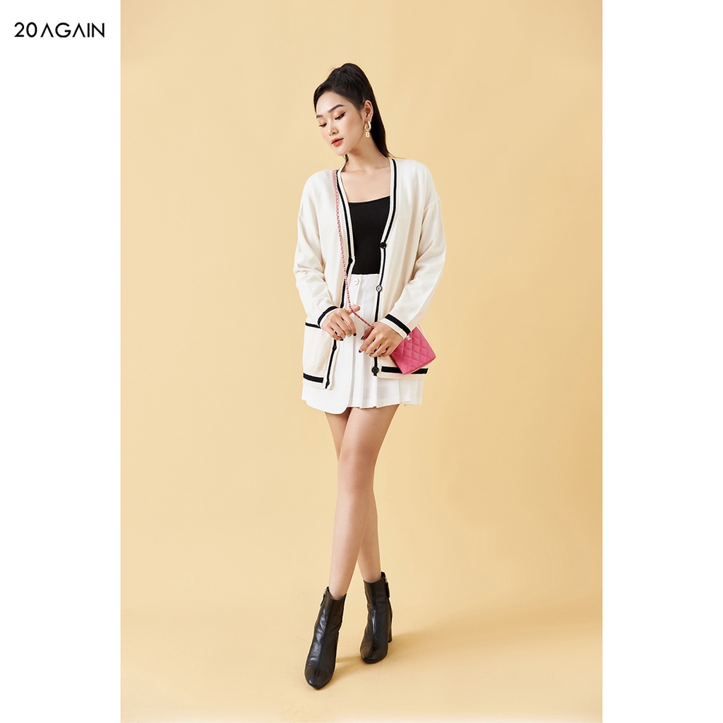 [Mã WABRAG99 giảm 10% đơn 99K] Áo cardigan nữ dài tay phối viền 20AGAIN, chất len cao cấp, mịn, co giãn tốt KLA0082 | BigBuy360 - bigbuy360.vn