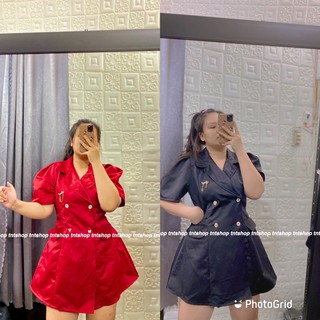 Đầm gấm cổ vest ảnh thật 100%