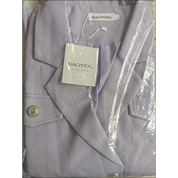 Set Áo Khoác Vest Chân Váy Xếp Ly Lệch Tím Pastel