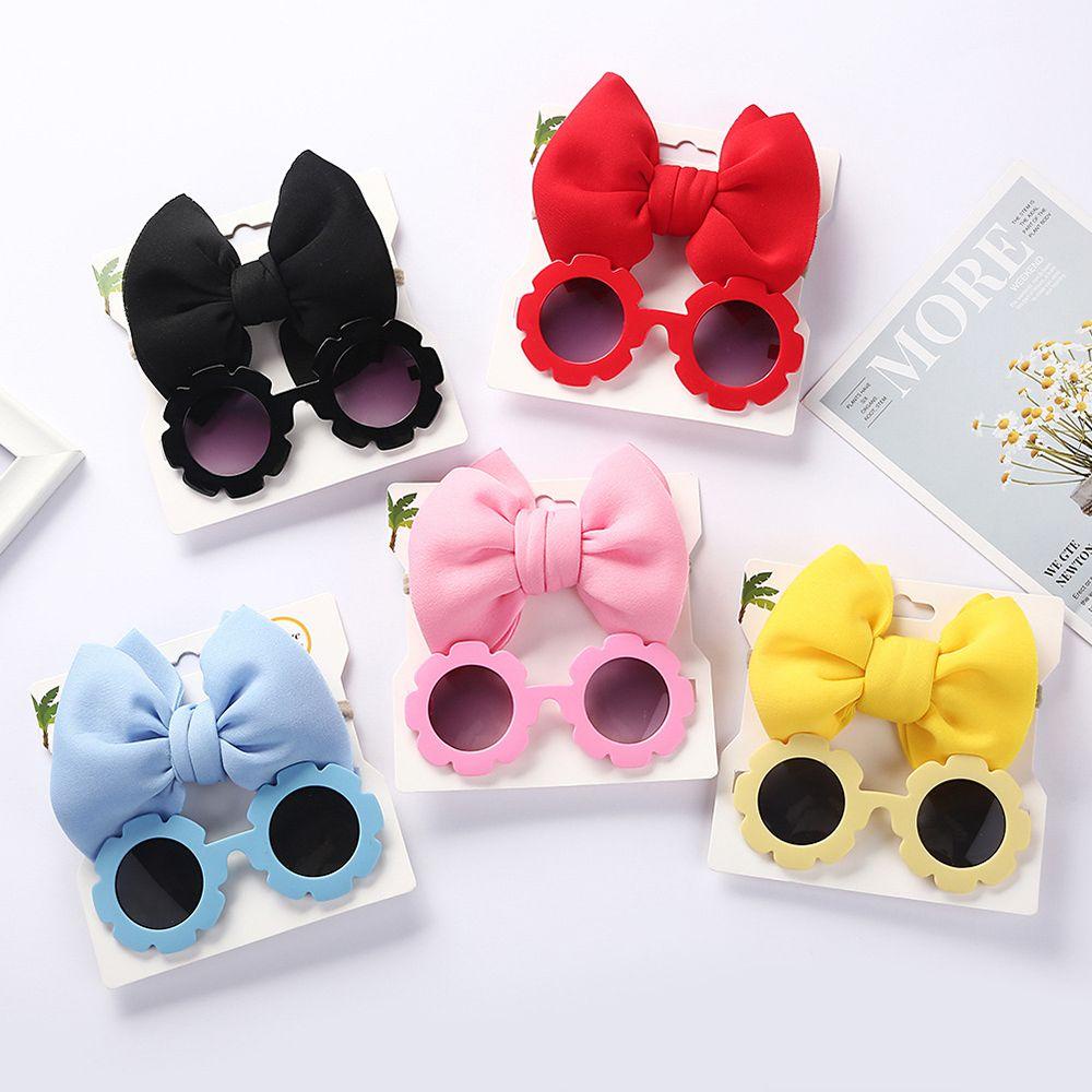 Set 2 Dây Buộc Tóc / Kính Mát Đi Biển Màu Sắc Tinh Khiết Cho Bé