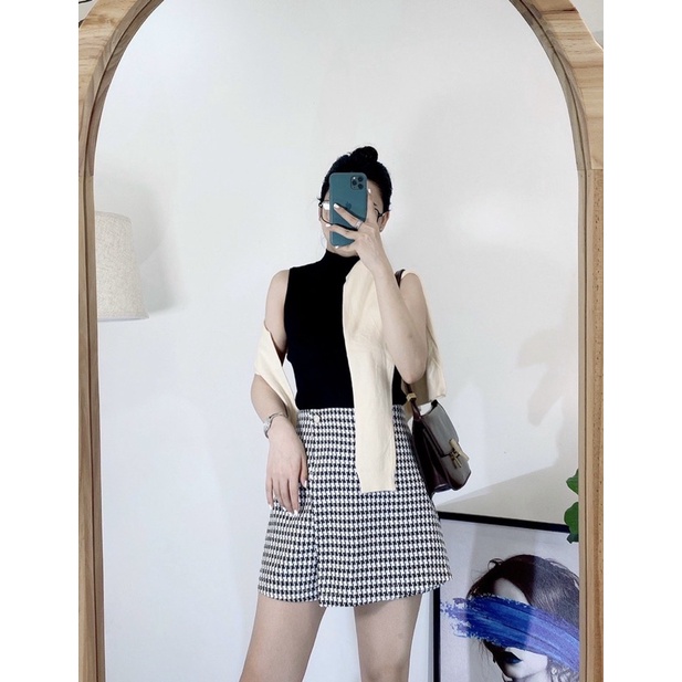 Quần váy kẻ 2 lớp , dáng A