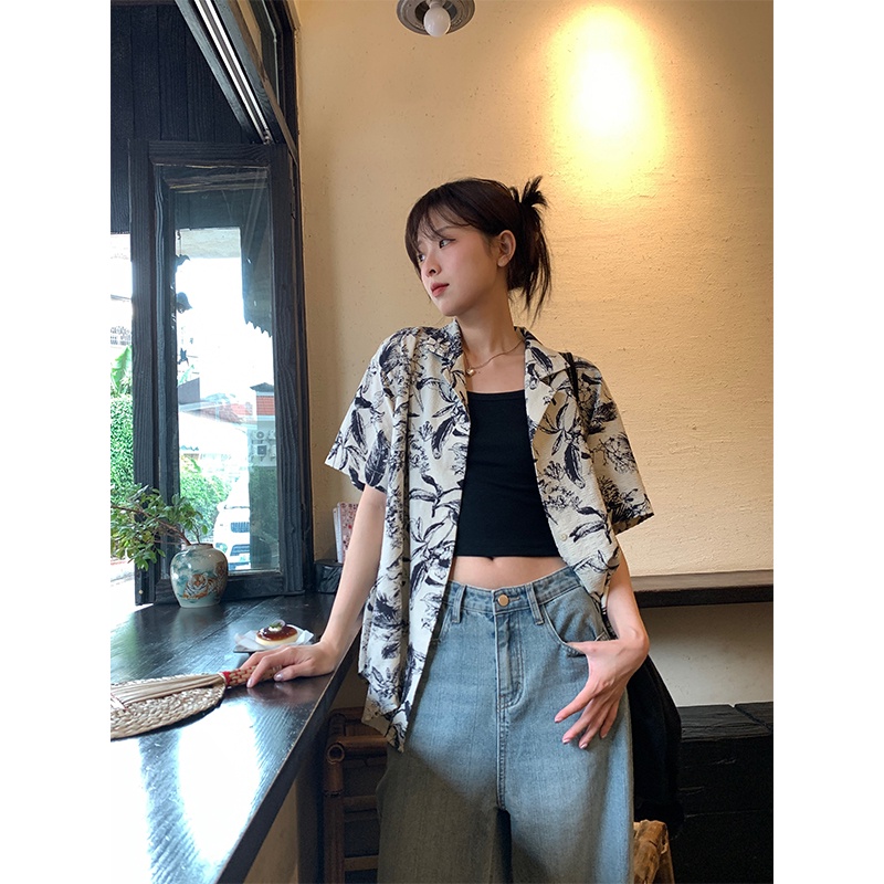 Áo Sơ Mi Ngắn Tay Họa Tiết Hoa Thời Trang Cho Nữ