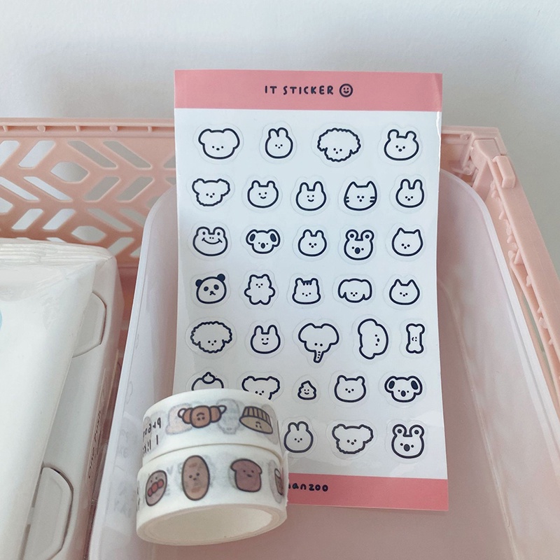 Sticker Dán Trang Trí Thủ Công Chống Nước Hình Động Vật Phong Cách Hàn Quốc