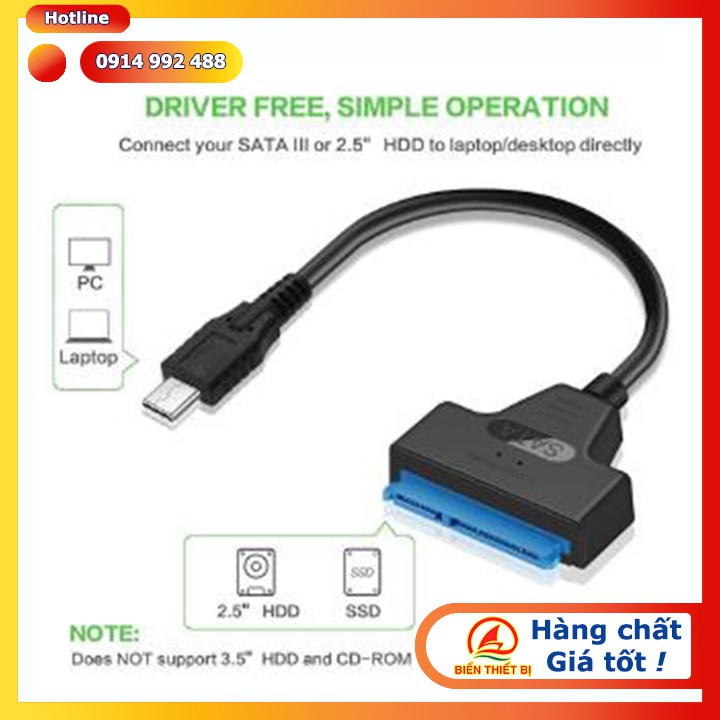 Cáp chuyển đổi USB-C sang HDD SSD SATA 2.5 Kết nối ổ cứng HDD, SSD 2.5 inch SATA Laptop làm cắm ngoài qua USB Type-C