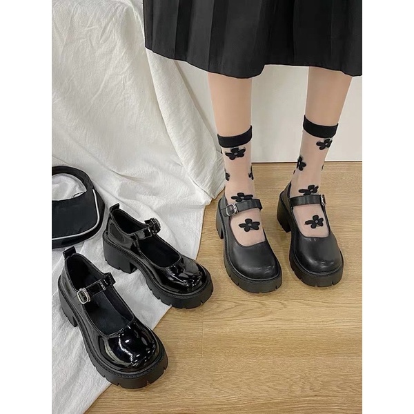 Giày búp bê có quai Mary Jane đế cao vintage Yannie Lolita ulzzang Hàn Quốc