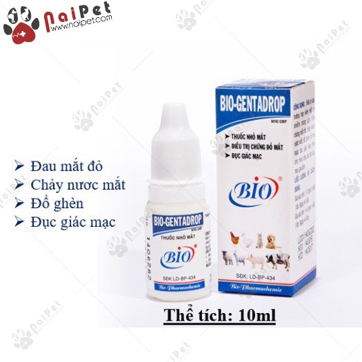Nước Nhỏ Mắt Bio Gentadrop 10ml Cho Thú Cưng Chó Mèo