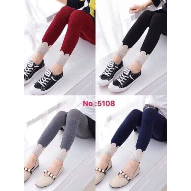 Quần legging len chân đính ngọc hàng Quảng Châu bao chất dày, mềm, ấm size 15-25kg
