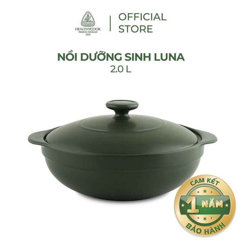 Bộ 2 combo nồi dưỡng sinh Minh Long Luna 2.0 L vàLuna 0.35 L+ nắp dùng cho bếp gas, bếp hồng ngoại