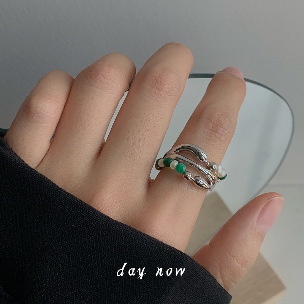 Nhẫn Hở Nhiều Lớp Đính Ngọc Trai Đơn Giản Thời Trang Phong Cách Hàn Quốc Cho Nữ