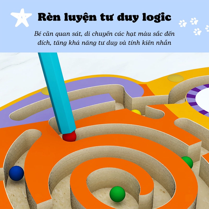 Mê cung nam châm gỗ, đồ chơi an toàn rèn luyện kỹ năng, tính tập trung kiên nhẫn, khéo léo chính xác, tư duy logic