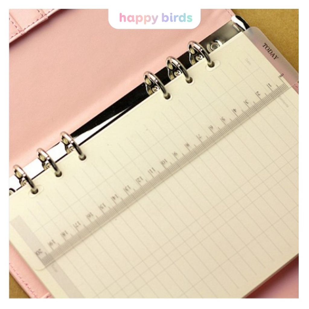 Thước gắn sổ còng A5 A6 B5 A4 nhựa mềm trong suốt phụ kiện sổ tay planner bullet journal HappyBirds