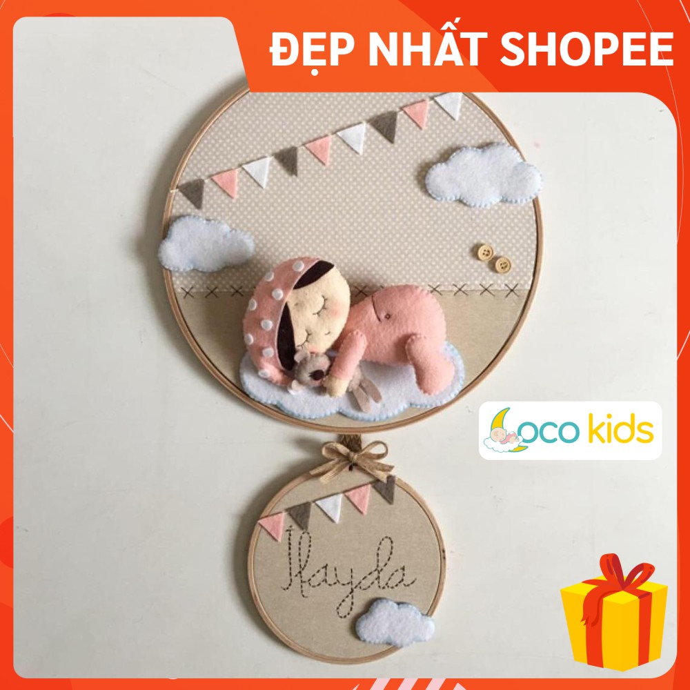 [ĐẸP NHẤT SHOPEE - FREESHIP] Bảng tên treo phòng ngủ handmade, bảng tên tròn trang trí thôi nôi cực đẹp mẫu BÉ GÁI 2