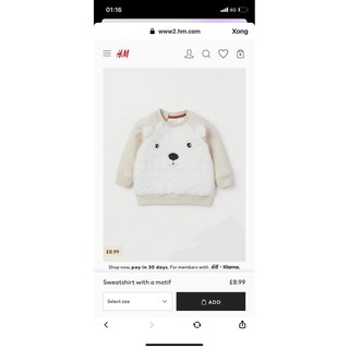 áo nỉ gấu trắng HM săn sale