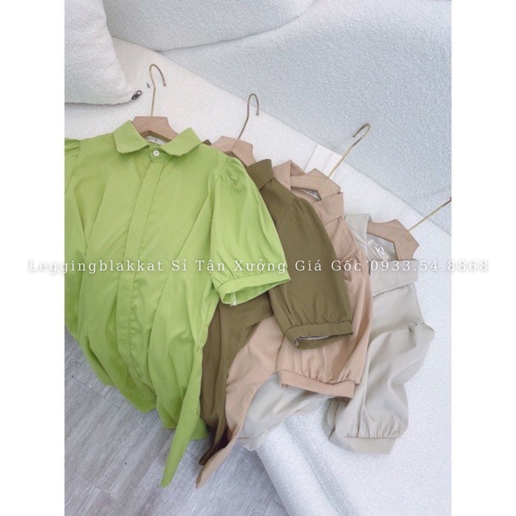 Đầm váy sơ mi cổ đức dấu khuy tay bồng hàng thiết kế siêu đẹp đầm váy sơ mi 5918
