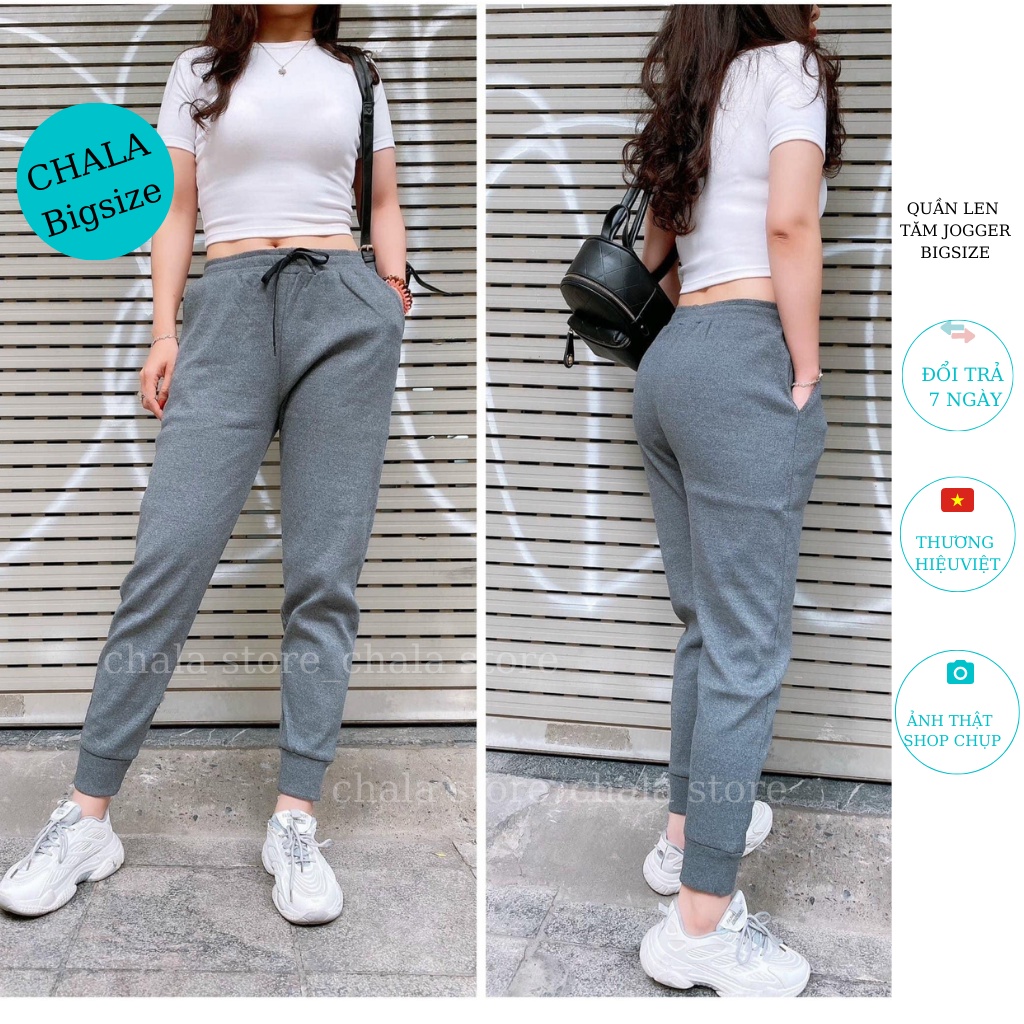 Quần Len Tăm Bigsize Bo Ống Chala Lưng Chun Cạp Cao,Quần Jogger Dáng Thể Thao Phong Cách Cá Tính