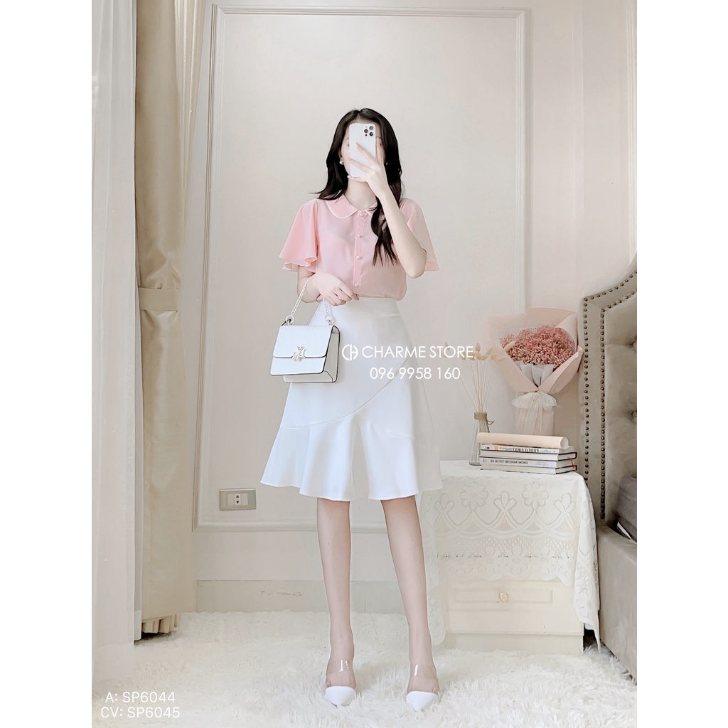 Áo sơ mi nữ trơn tay cánh dơi thiết kế Charme 6044