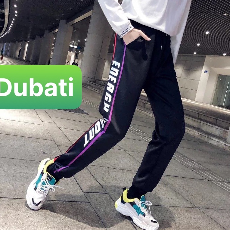 QUẦN JOGGER THỂ THAO VIỀN CHỮ ĐÙI CHẤT NỈ DA CÁ NAM NỮ CÓ BO PHONG CÁCH SANG CHẢNH MỚI-DUBATI FASHION