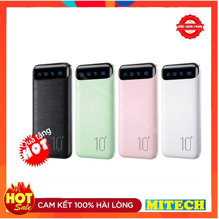 Pin sạc dự phòng ⚡️CHÍNH HÃNG⚡️ sạc dự phòng 10000 mAh siêu mỏng WK WP-161 sạc 2 thiết bị cùng lúc, sạc nhanh 2.1A
