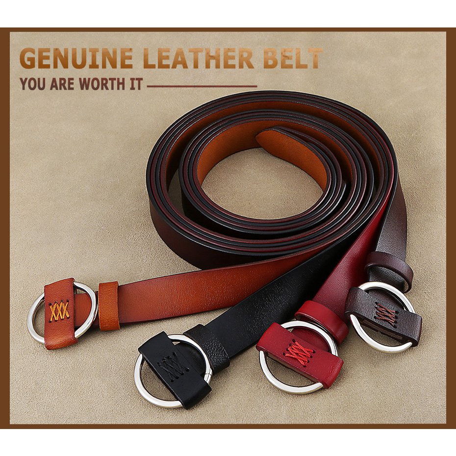 Thắt Lưng Da Bò Cao Cấp 2.8Cm Có Khóa Tròn Thời Trang Cho Nữ